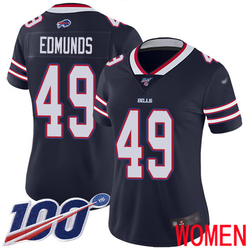 Women Buffalo Bills #49 Tremaine Edmunds Limited Navy Blue Inverted Legend 100th Season NFL Jersey->women nfl jersey->Women Jersey
